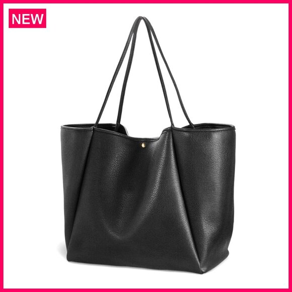 Handbags - Oversized PU Leather Tote Weekender Bag Travel Purse Shopper Handbag